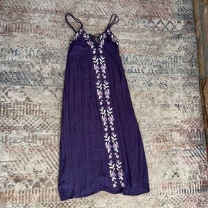 MIAMI Lined Lace-Up Maxi Dress Purple Floral Strappy Womens Large
